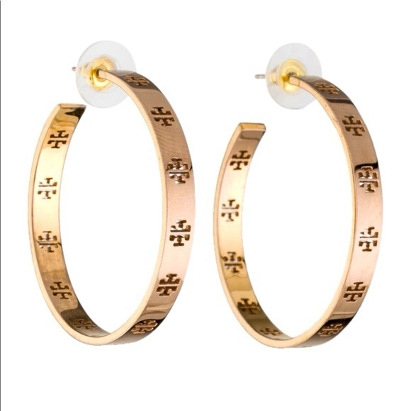 Tory Burch Jewelry - Tory Burch Gold Logo Hoop Earrings